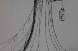 古装美女简笔画背影